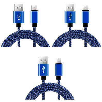 3 x 2m USB-C Typ C Nylon Kabel Datenkabel für Samsung Galaxy A3, A5, S8, S9 uvm.