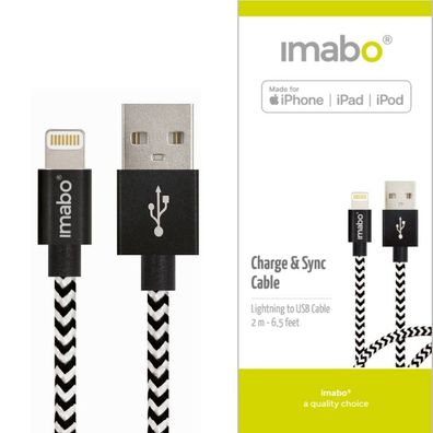 2m imabo® Kabel original [Apple MFi zertifiziert] für iPhone SE 6 7 8 X XS iPad