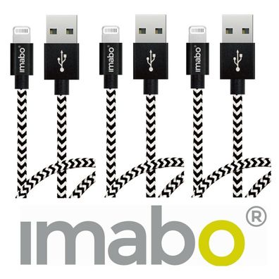 3 x 2m imabo® Nylon Lightning Kabel passend für iPhone 5 SE 6 7 8 X XS XR 11 Pro