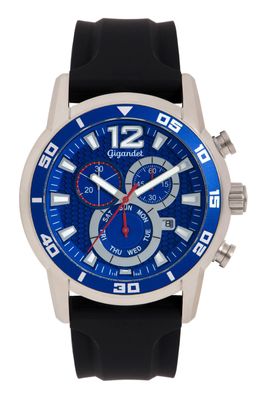 Uhr Herrenuhr Chronograph Gigandet Speedbike G14-001 Blau Silber Silikonband