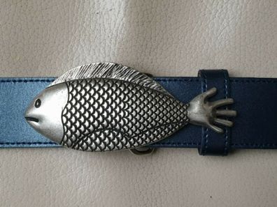 Umjubelt Fish-Hand silber Gürtelschnalle Sternzeichen Fisch Maritim 11x5cm