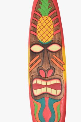 Deko Surfboard 100cm Tiki Ananas Surfbrett aus Holz Hawaii Maui Style