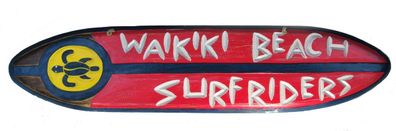 Deko Surfboard 100cm Surfbrett aus Holz zum Aufhängen Waikiki