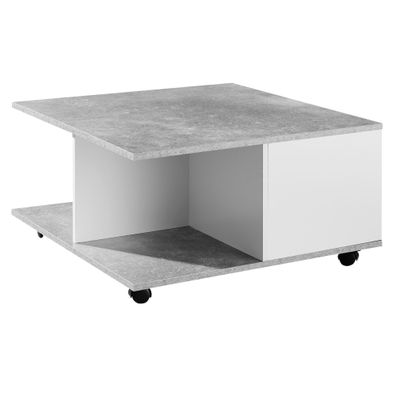 Wohnling Couchtisch 70x70 cm Zementgrau / Weiß Wohnzimmertisch Sofatisch Tisch