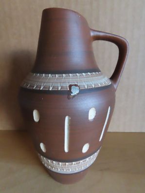 Vase Kanne auf alt gemacht braun mit Relief/ 340-15 ca. 15 cm hoch