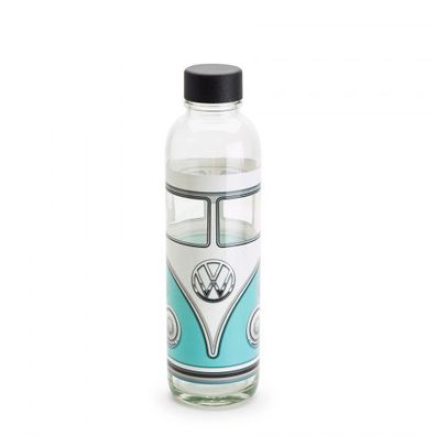 Original VW Trinkflasche T1 Bulli Trinkwasserflasche Glas hellblau 1H1087703B