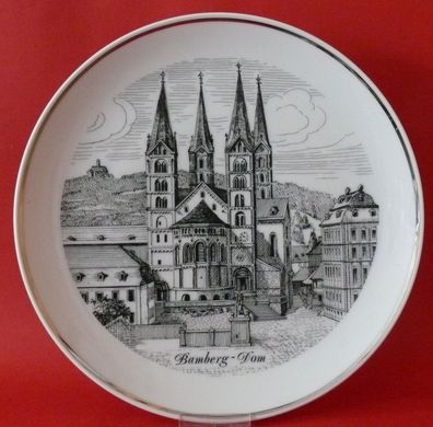 Andenken Porzellan Wandteller "Bamberg Dom" von Burgwindheim W. Germany