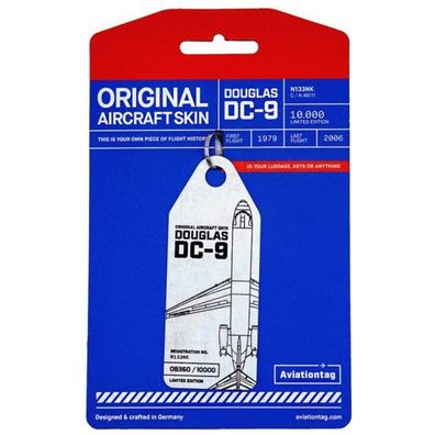 Aviationtag Douglas DC9 N133NK limitiertes Schlüssel- & Kofferanhänger