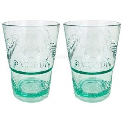 Bacardi Rum Kunststoff Glas - Gläser Set - 2x Kunststoff Gläser Mojito Longdrin