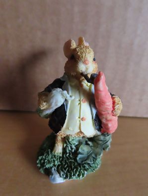 kleine Figur Hase mit Anzug Möhre Pfeife Salat für Setzkasten / ca. 6 cm hoch