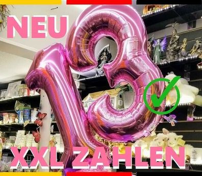 NEU XXL Zahl Luftballon Nummer Folienballon Kinder Geburtstag Deko rosa pink TOP