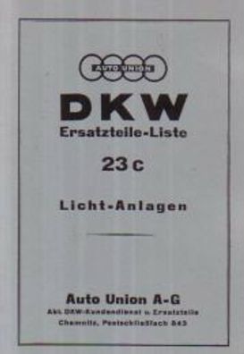 DKW Ersatzteile Liste Nr. 23c, SB 200 Normal, KM 200 Luxus,