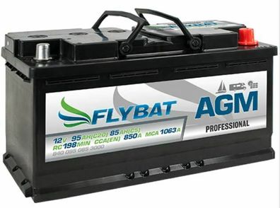 FLYBAT Professional AGM 840095085 Versorgungsbatterie Solar Boot Caravan 95Ah