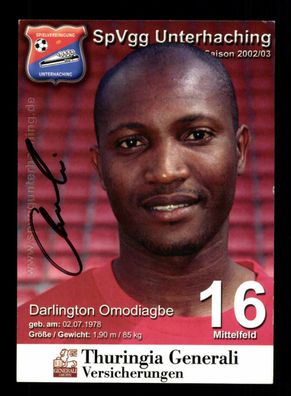 Darlington Omodiagbe Autogrammkarte SpVgg Unterhaching 2002-03 Original Signiert
