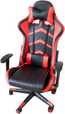 Gaming-Stuhl, Nacken- Rückenkissen, Gamerstuhl, Bürostuhl schwarz-rot