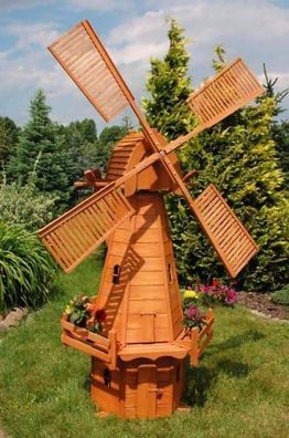 XXXL Luxus holländische Windmühle aus Holz 215cm kugelgelagert Garten Deko WoW!