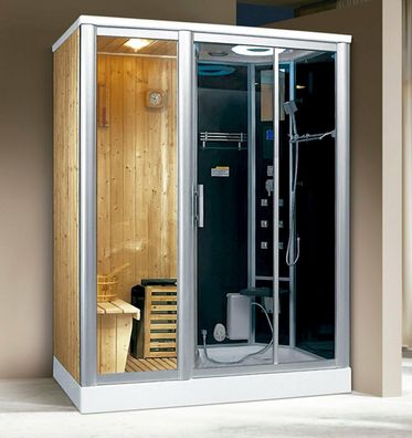 XXL Luxus LED Dampfdusche + Sauna Kombi Set Sauna-Komplettdusche Duschtempel + Radio