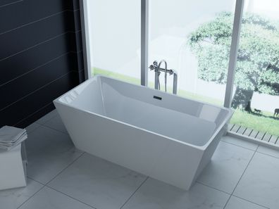 Luxus freistehende Badewanne 170cm Designer Acrylwanne Wanne + Ablauf Überlauf