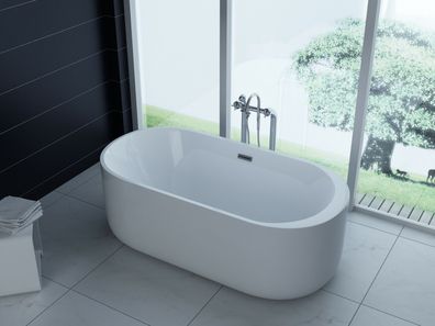 Luxus freistehende Badewanne 170cm Designer Acrylwanne-Wanne + Ablauf Überlauf