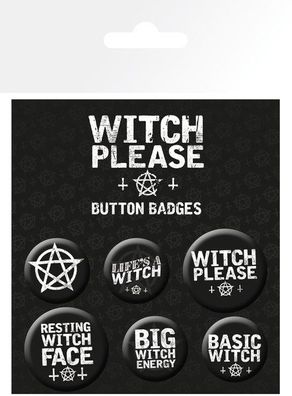 GB Eye Witch Please Assoted Ansteckbutton-Set 6 teilig Badge Pack Buttons NEU