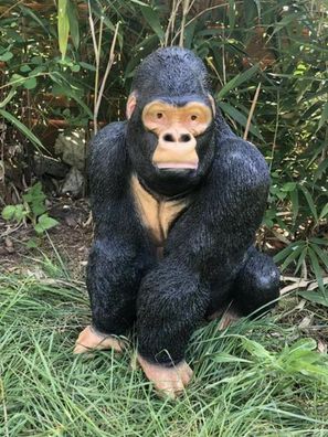XL Premium Gorilla 60cm hoch Affe Garten Deko Figur Dekofigur