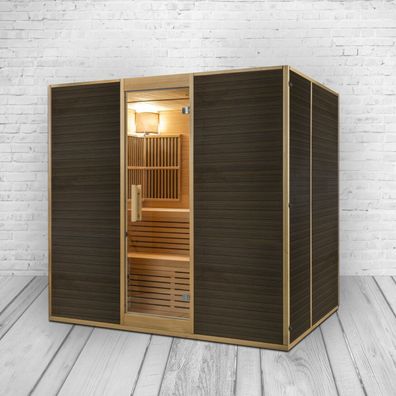 XXL Luxus Infrarotsauna + Infrarotkabine Kombi SET 210x160 Sauna + Saunaofen 6 Pers.