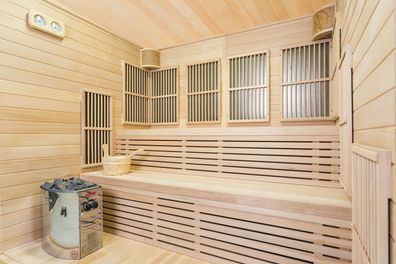 XXL Luxus Infrarotsauna + Infrarotkabine Kombi SET Sauna inkl. Saunaofen 6 Pers..