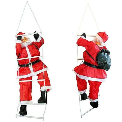 XL DELUXE Weihnachtsmann AUF LEITER 150cm Wetterfest Weihnachtsdeko SANTA DEKO