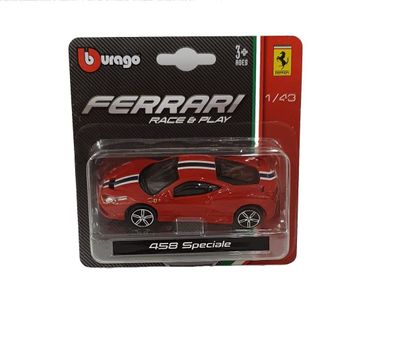 Bburago Ferrari Race & Play Modellauto 458 Speciale 1:43 Spielzeugauto Auto
