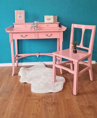 KIinderschreibtisch Schminktisch & Stuhl Holz Pink Rosa Schreibtisch & Stuhl