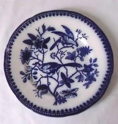 sehr schöner Keramik Teller Villeroy & Boch Fasan blau 18,5 cm um 1860