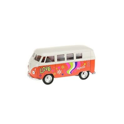 WELLY Modellauto Volkswagen 1963 Bus mit Print rot Sammelauto Spielzeugauto Car