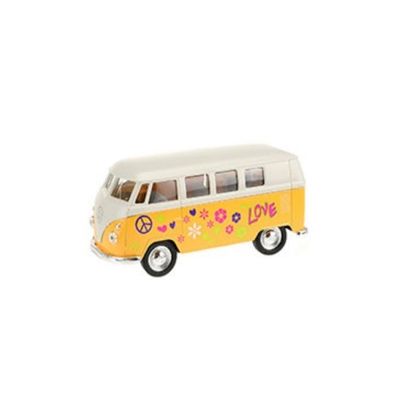 WELLY Modellauto Volkswagen 1963 Bus mit Print gelb Sammelauto Spielzeugauto Car