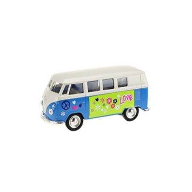 WELLY Modellauto Volkswagen 1963 Bus mit Print blau Sammelauto Spielzeugauto Car