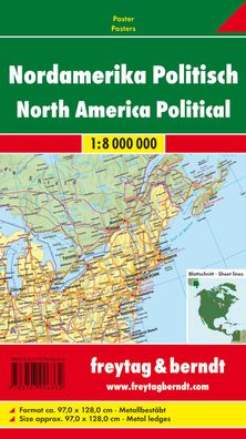 Nordamerika politisch, 1:8 Mill., Poster, metallbest?bt,