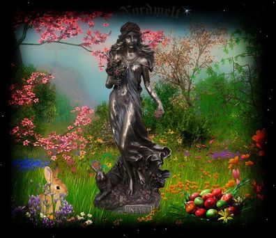 Frühlingsgöttin Ostara Ostergöttin / germ. Lichtgöttin, Statue, bronziert