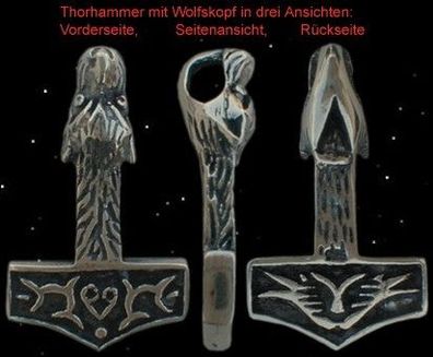 Wolfskopf Thorhammer Geri Thors-Hammer, 925er Silber