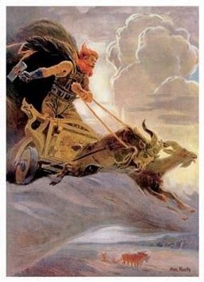 Thor / Donnergott mit Streitwagen - Poster, Kunstdruck