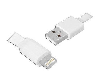 USB 8-Pin Ladekabel Datenkabel für iPhone 1m flach weiß