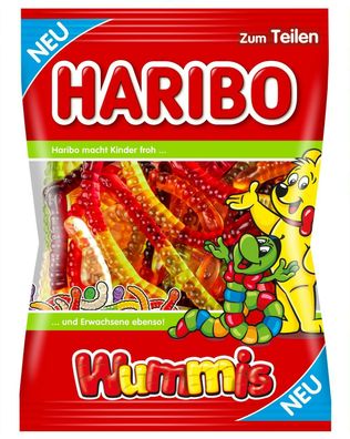 Neu Haribo Fruchtgummi Würmer - Wummis - Frische Neuware