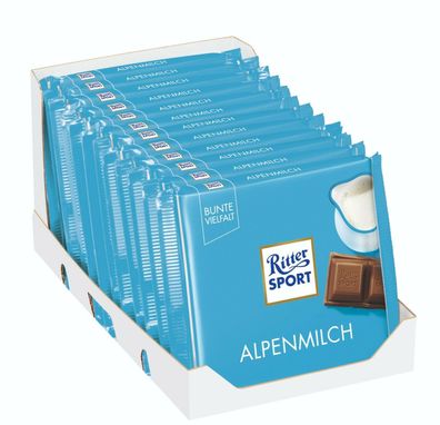 100g Ritter Sport Alpenmilch Schokolade in verschiedenen Mengen mit langem MHD