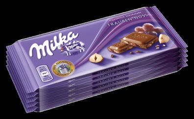 5 x100g Milka Alpenmilch Schokolade Trauben-Nuss -Frische Neuware mit langem MHD