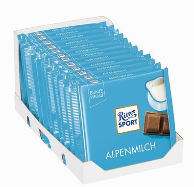 12 x 100g Ritter Sport Alpenmilch-Schokolade - Beste Qualität - zum Sonderpreis