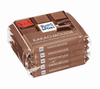 5 x 100g Ritter Sport Kakao Mousse Schokolade-Top Qualität mit langem MHD
