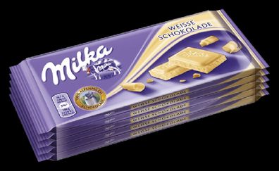 5 x 100g Milka Weisse Schokolade - Frische Neuware mit langem MHD