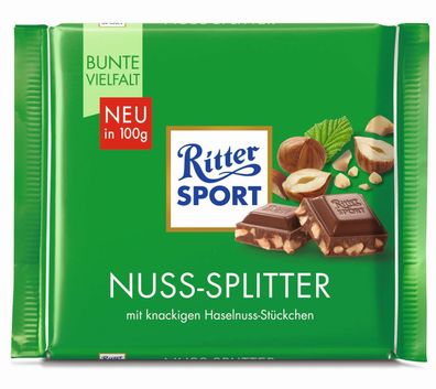 5 x 100g Ritter Nuss Splitter Schokolade in Top Qualität