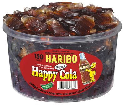 Haribo Happy Cola in der 1200g Runddose mit langem MHD zum Sonderpreis