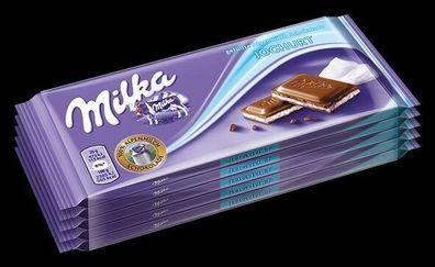 5 x 100g Milka Joghurt = gefüllte Alpenmilch Schokolade mit langem MHD