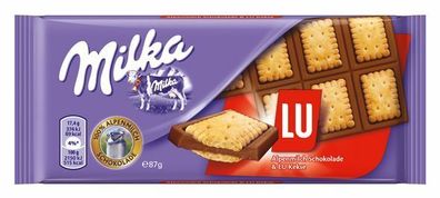 5 x 87g Milka LU Alpenmilch Schokolade & LU Kekse Neuware mit langem MHD