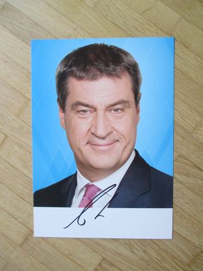 Bayern Ministerpräsident CSU Markus Söder - handsigniertes Autogramm auf großer Karte
